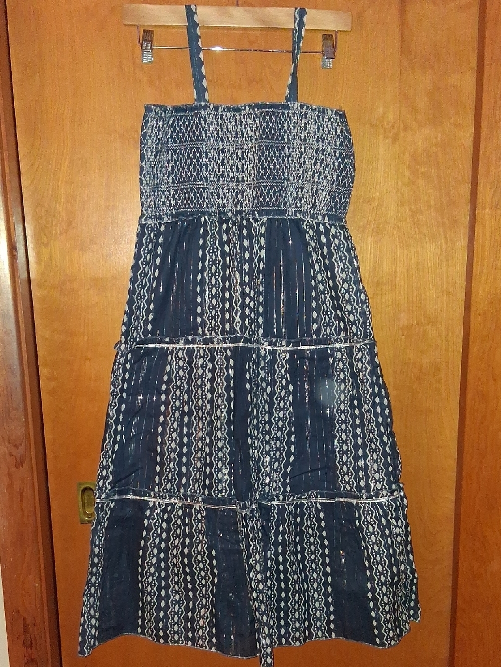 Zunie Navy, White and Silver Broom Summer Sundress for Girls Size 14